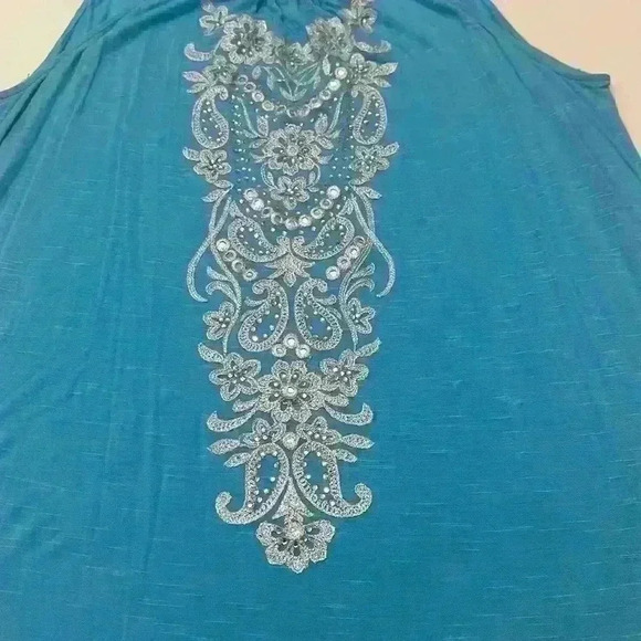 INC 2XL beautiful A-Line Knit top with mirrored jewels. Item# AT - Picture 2 of 9